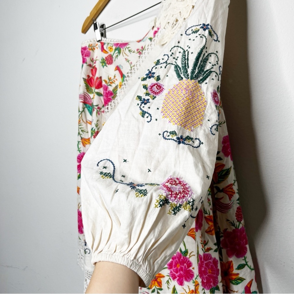 NWT FARM RIO Toucans Garden Flowy One Shoulder Embroidered Floral Dress Small - Picture 9 of 14